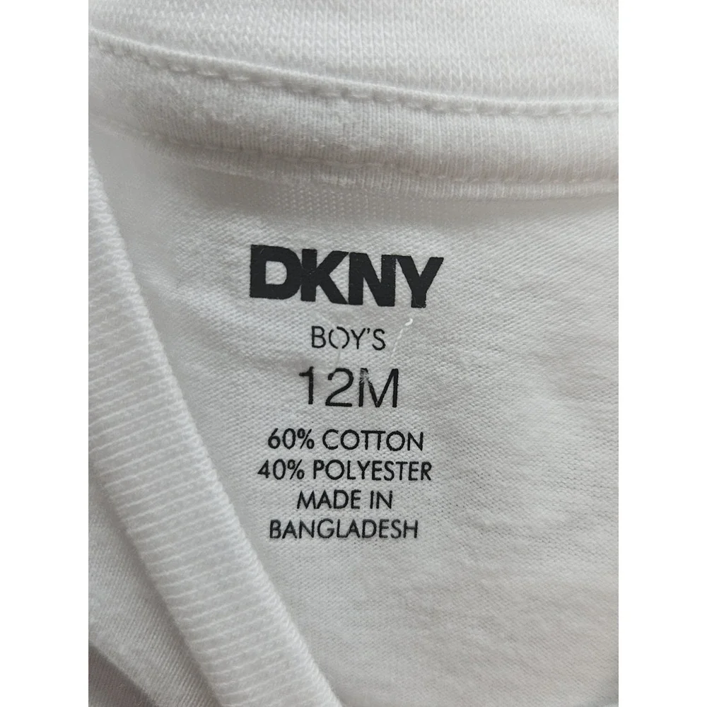 DKNY  12M, Set‎ Of 3, Blue Pull Over Hoodie/Blue Pants/ Crew Neck White T Shirt